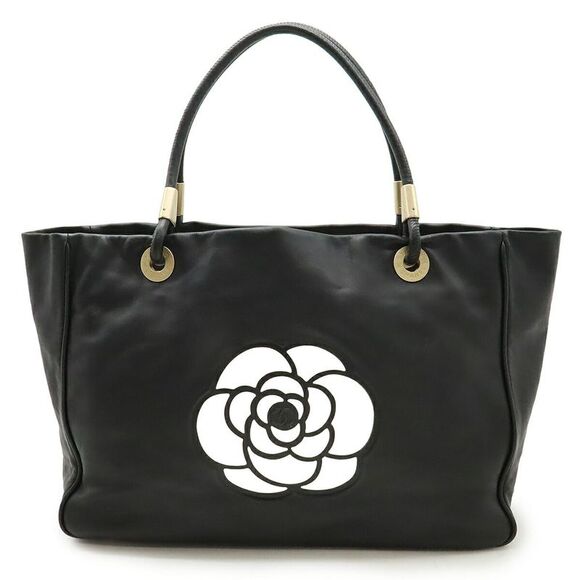 CHANEL Handbags - Chanel Camellia Logo Leather Tote Bag